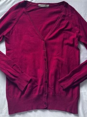 red zara button up cardigan